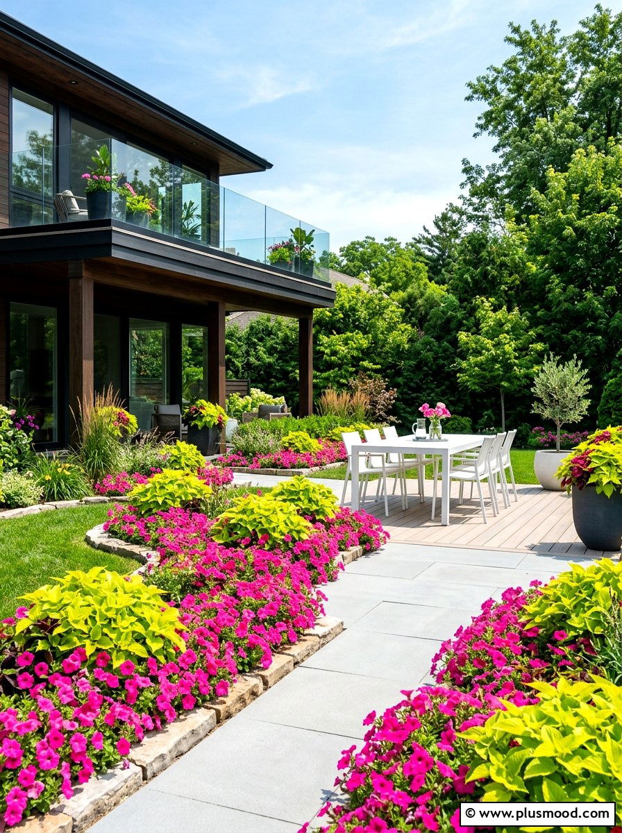 Hot pink and lime green yard - 25 summer color scheme landscaping ideas
