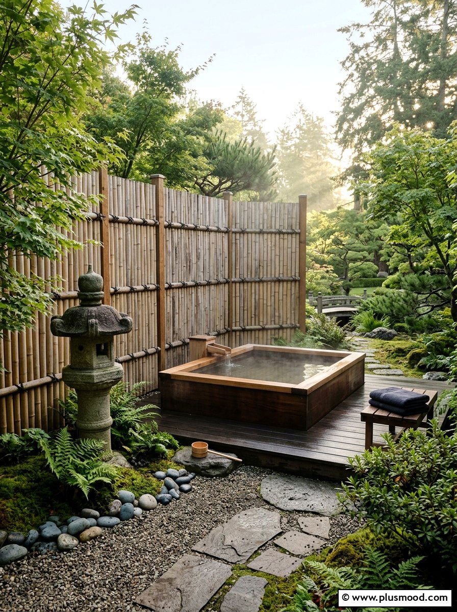 Hot tub bamboo screen - 25 small backyard ideas with hot tub
