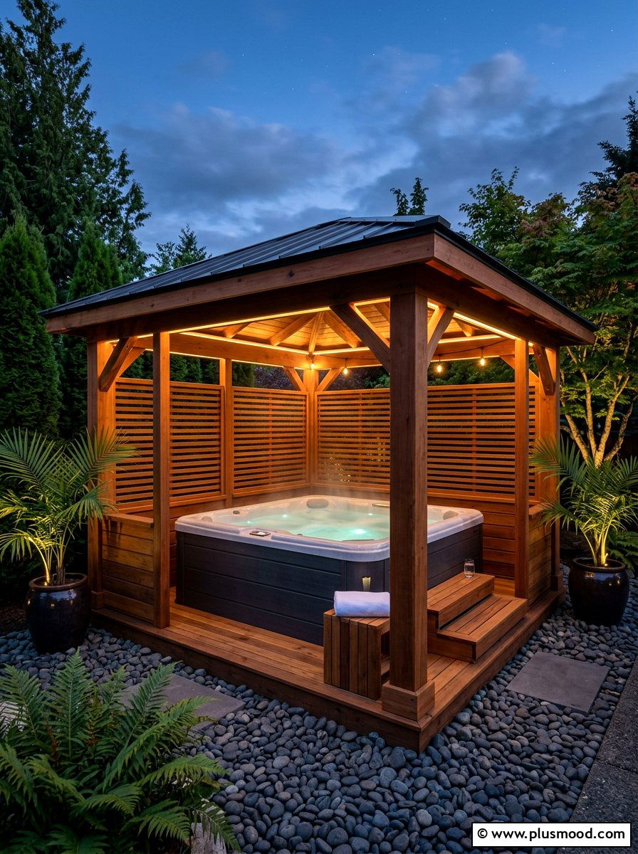 Hot tub gazebo enclosure - 25 small backyard ideas with gazebo