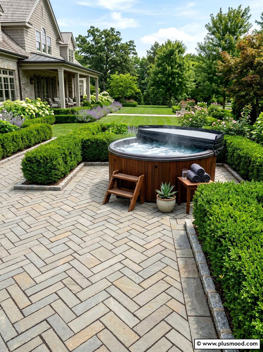 Hot tub pavers layout - 25 small backyard ideas with hot tub