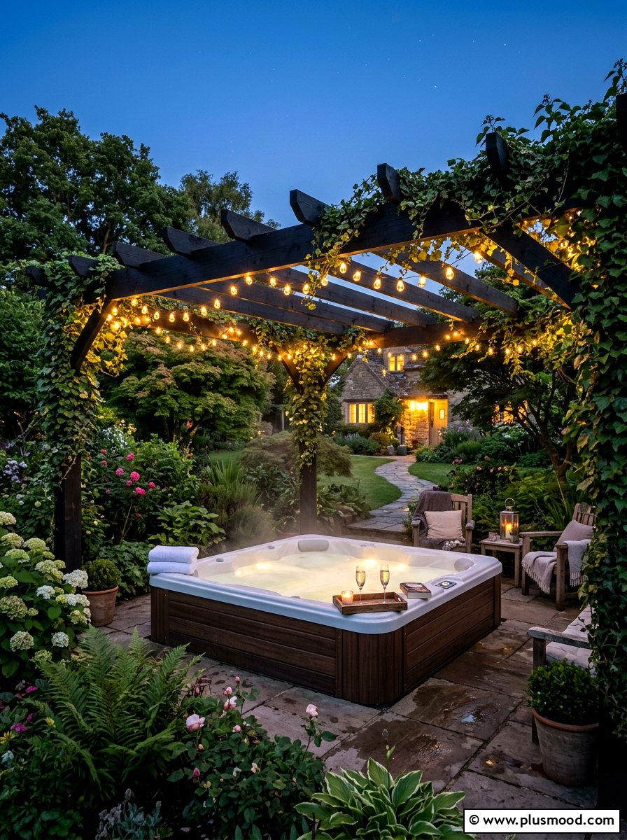 Hot tub under pergola - 25 small backyard ideas with hot tub