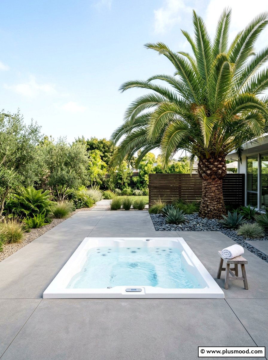 Hot tub with stone wall - 25 small backyard ideas with hot tub