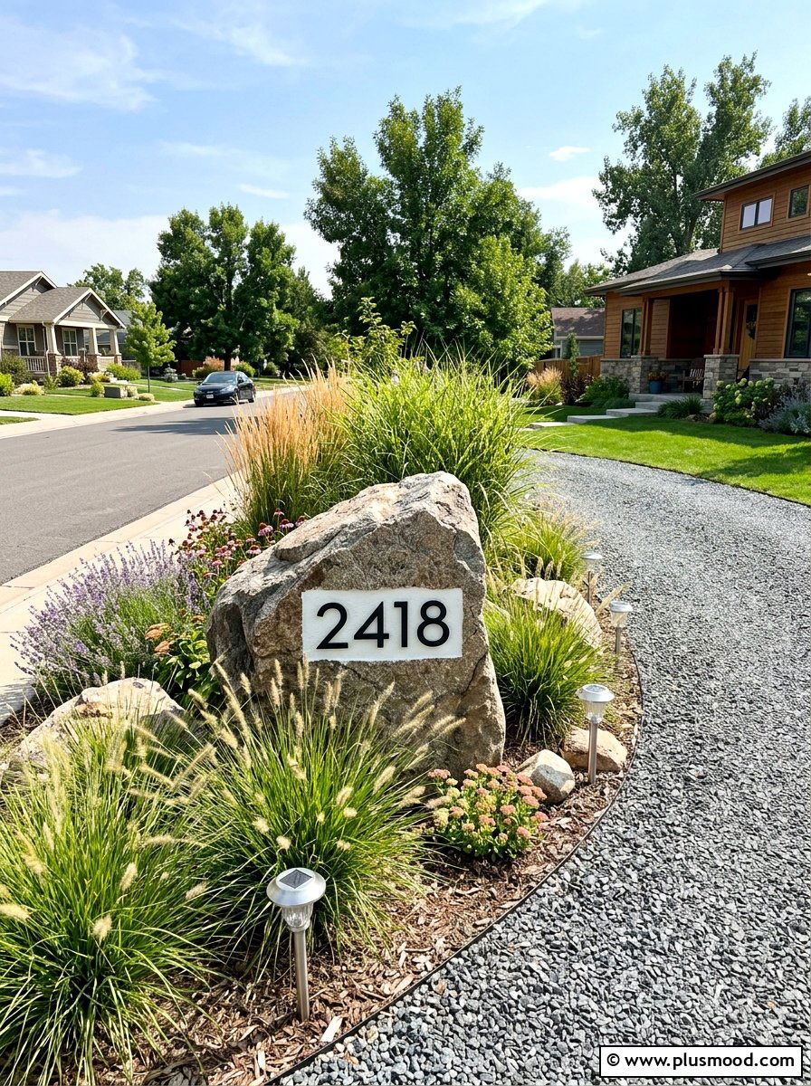 House Number Rock - 25 painted rock ideas for outdoor signage