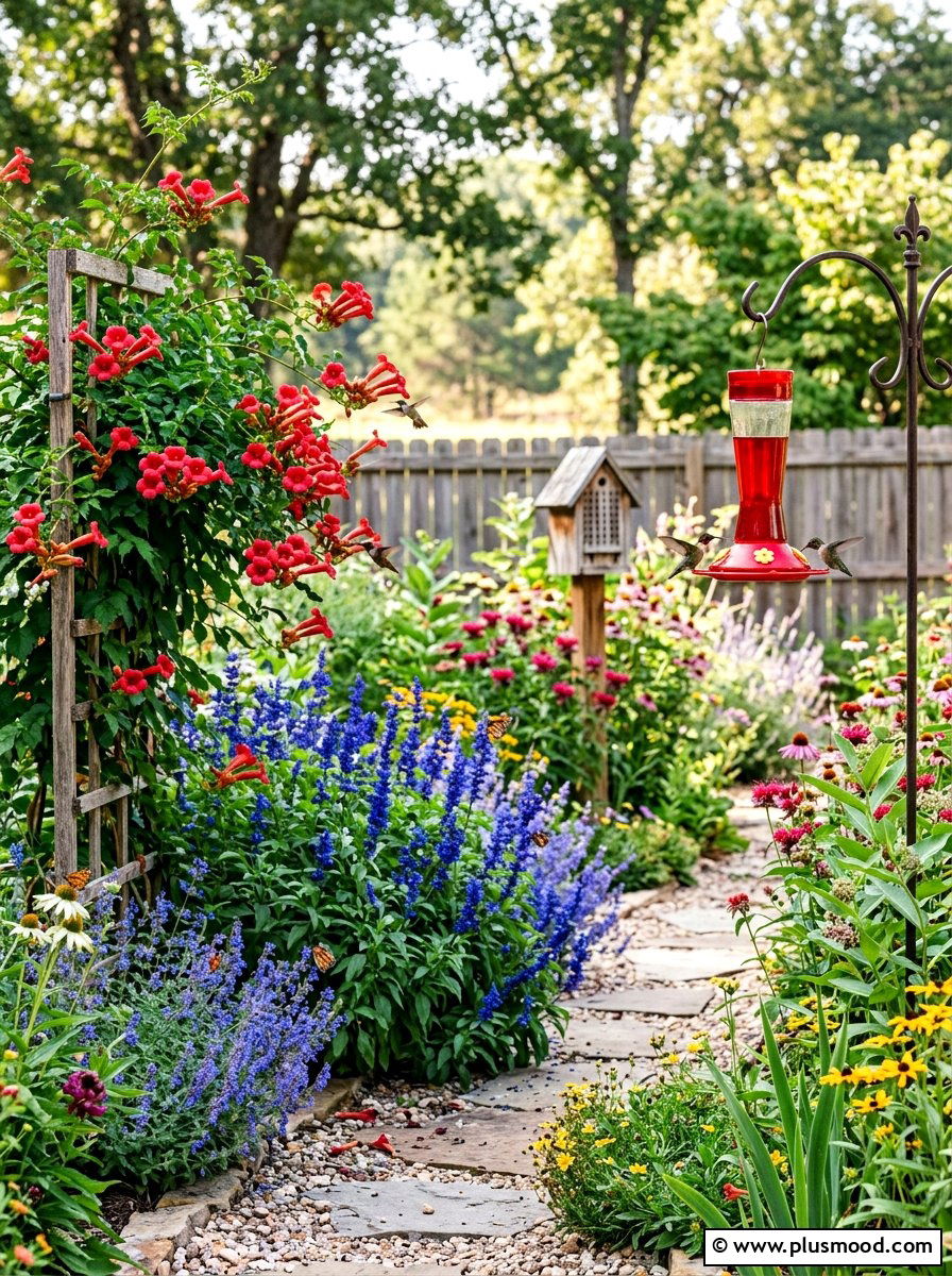 Hummingbird garden habitat - 25 small backyard ideas with butterfly house
