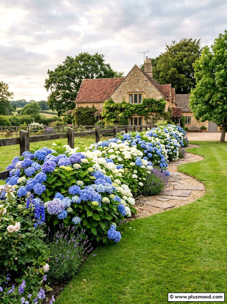 Hydrangea Border Farmhouse Garden - 25 summer farmhouse garden ideas