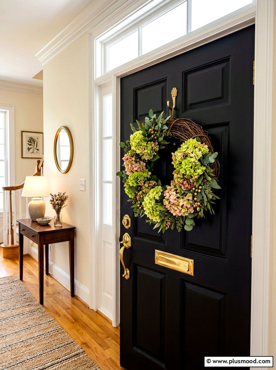 Hydrangea Door Wreath - 25 late summer hydrangea decor ideas