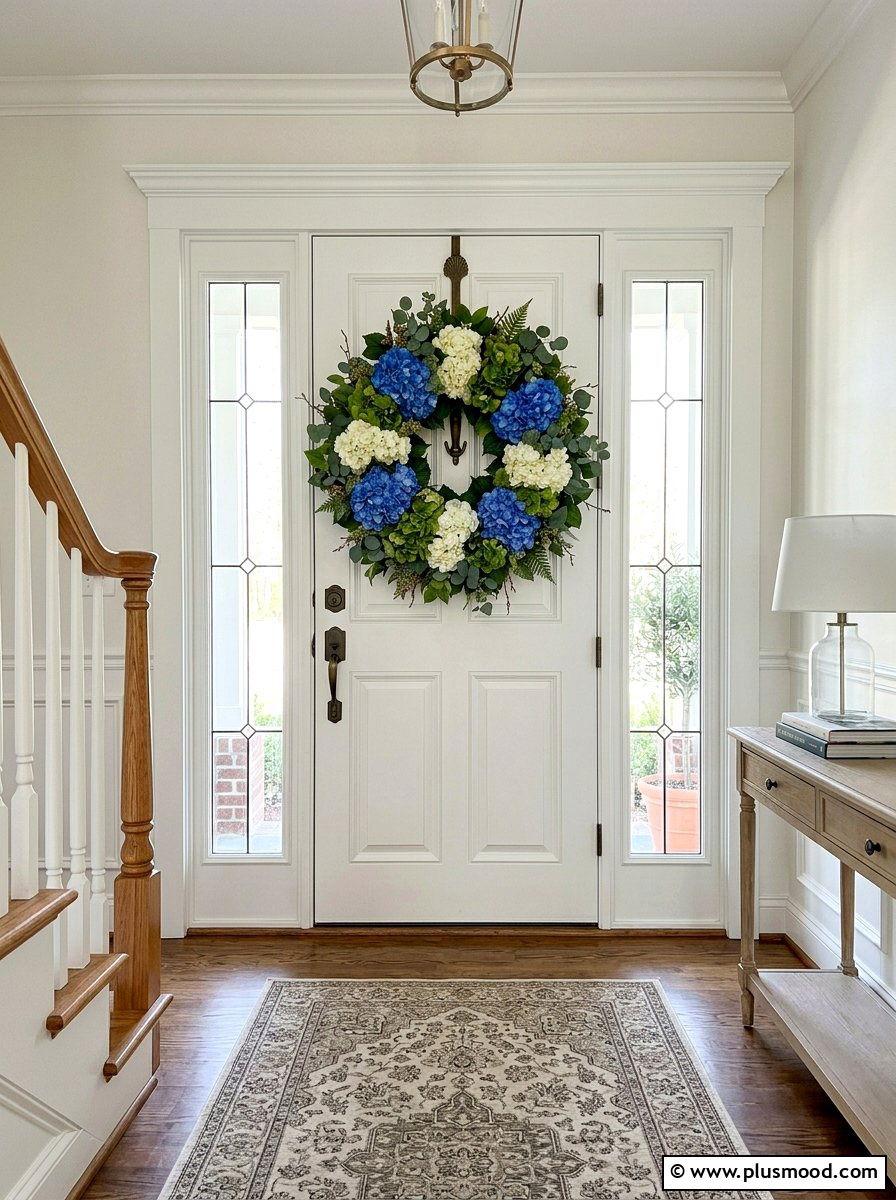 Hydrangea Floral Wreath - 25 summer wreath ideas for front door
