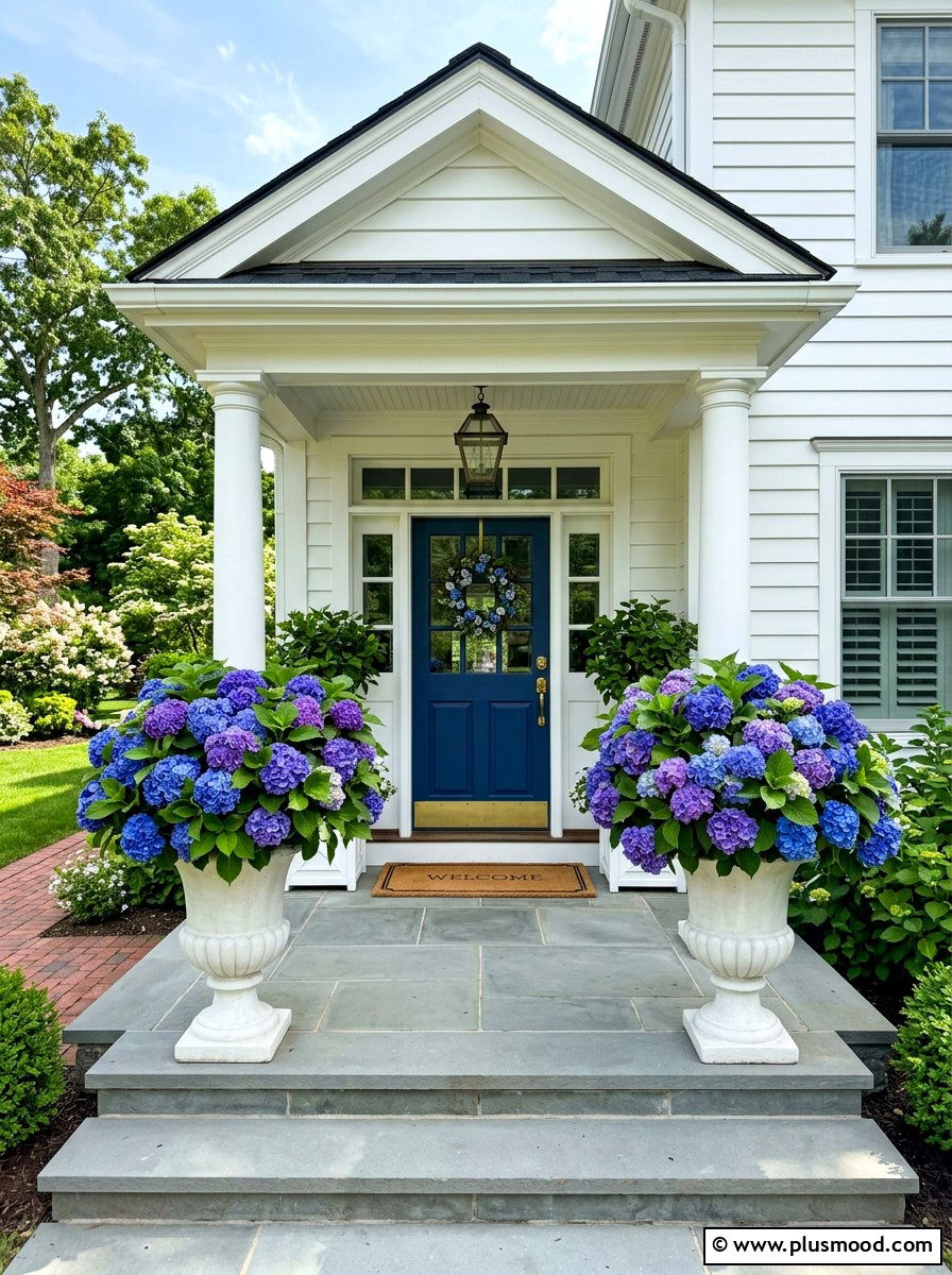 Hydrangea Porch Arrangement - 25 summer front porch decor ideas