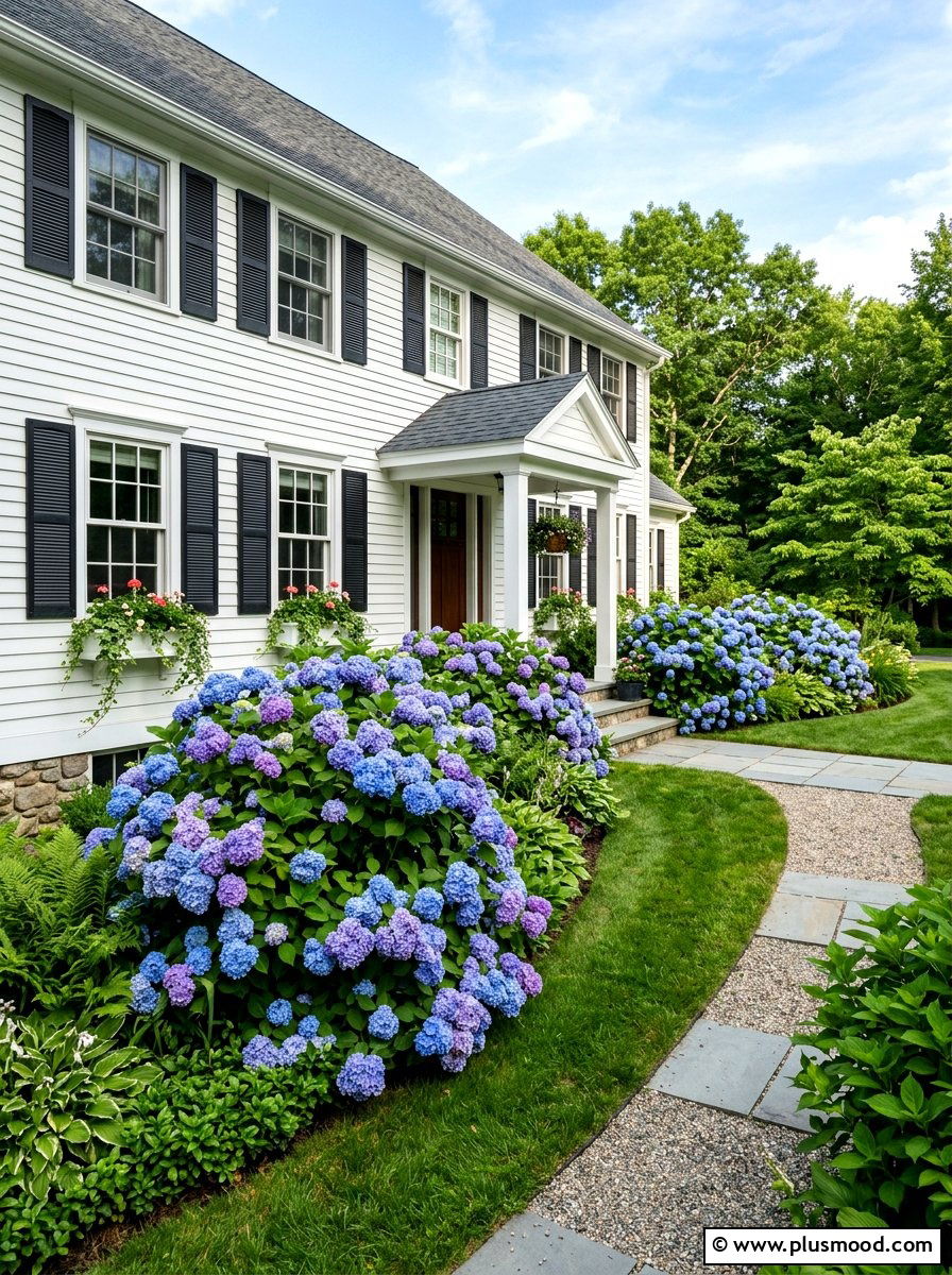 Hydrangea Shrub Landscape - 25 summer front yard refresh ideas