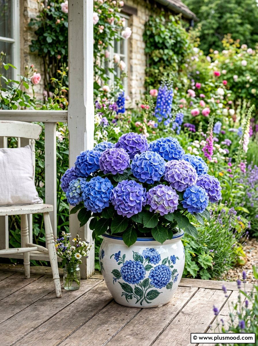 Hydrangea ceramic pot - 25 summer flower pot ideas