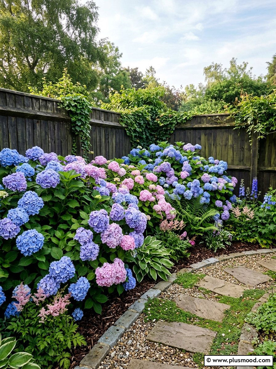 Hydrangea garden border - 25 summer corner flower bed ideas