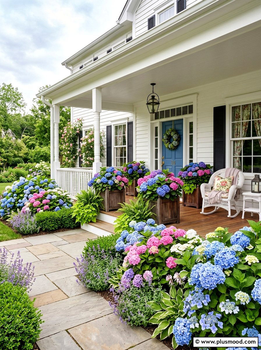 Hydrangea garden front porch - 25 summer elegant front porch ideas
