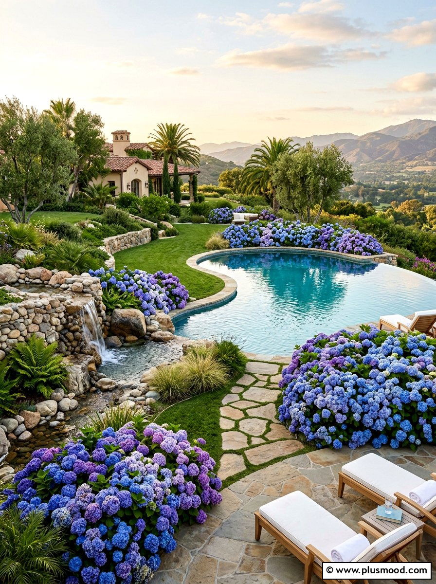 Hydrangea poolside landscaping - 25 pool landscaping ideas with shrubs