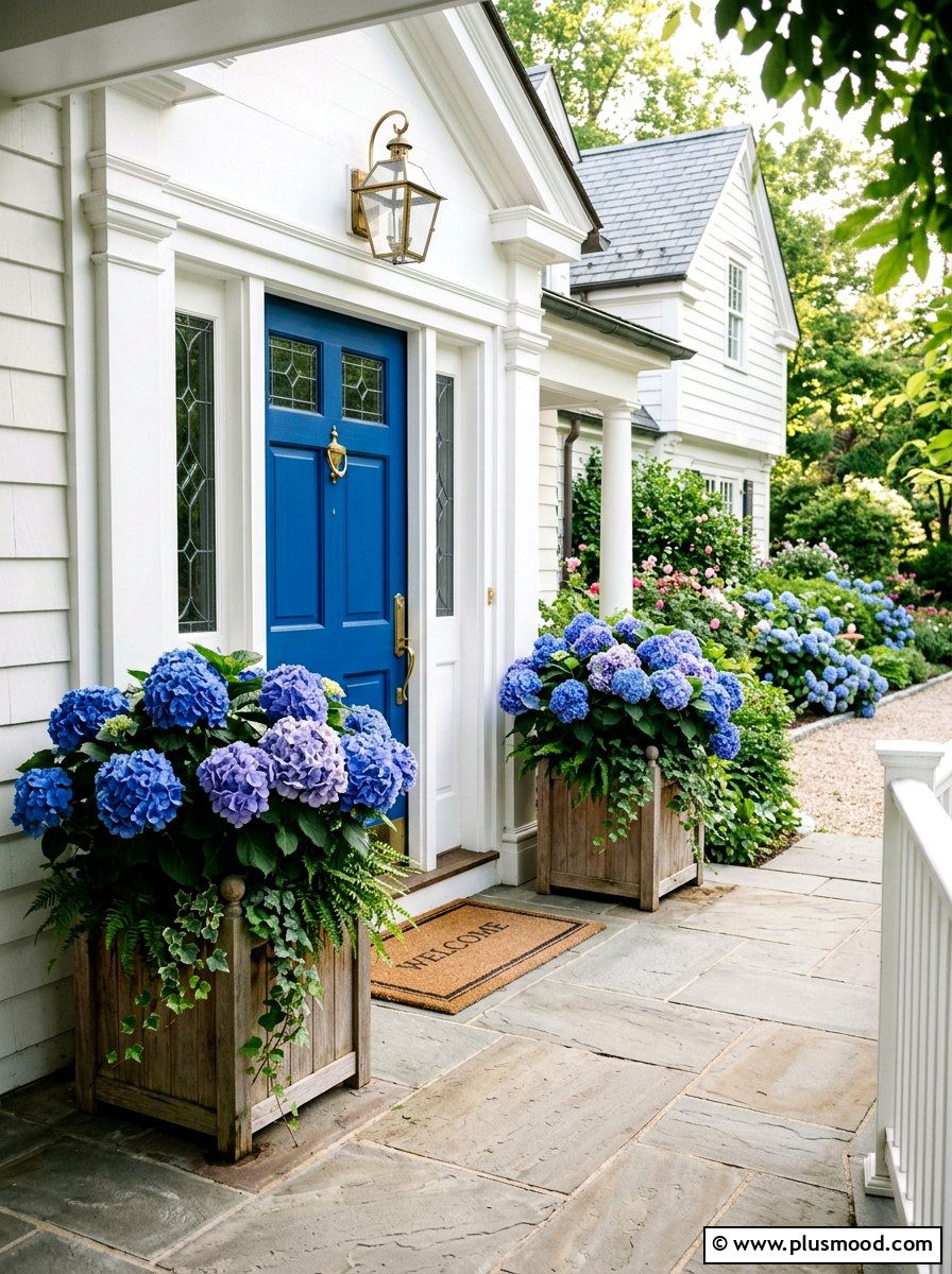 Hydrangea porch box - 25 summer planter box ideas