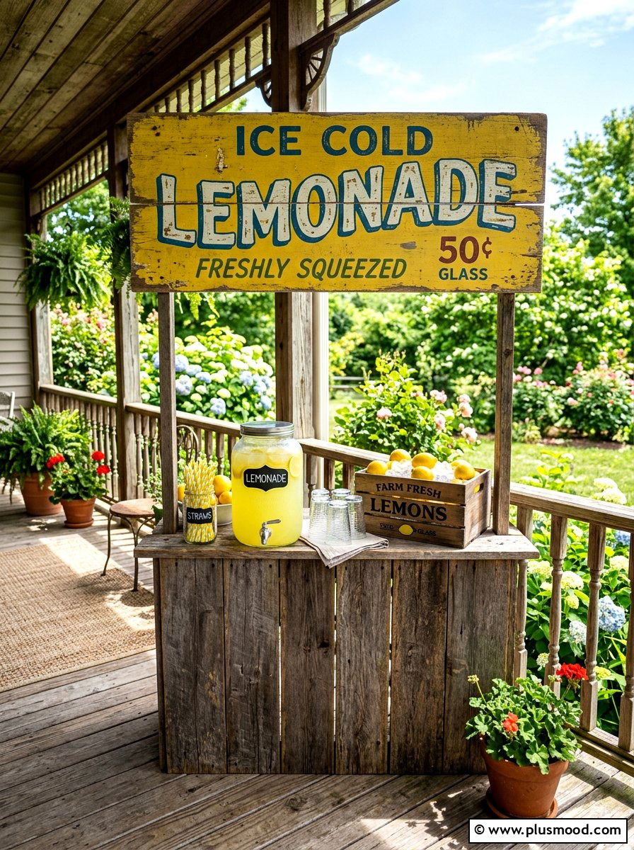Ice Cold Lemonade Sign - 25 summer front porch sign ideas