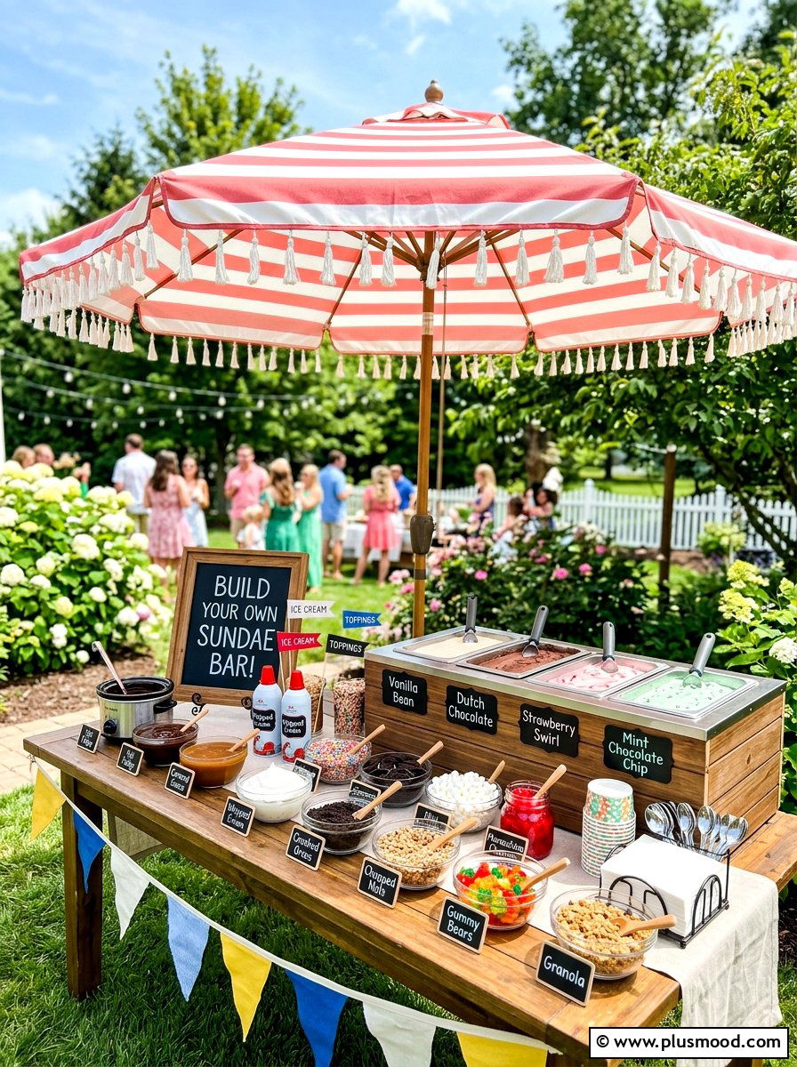 Ice Cream Sundae Bar - 25 summer kid friendly outdoor party ideas