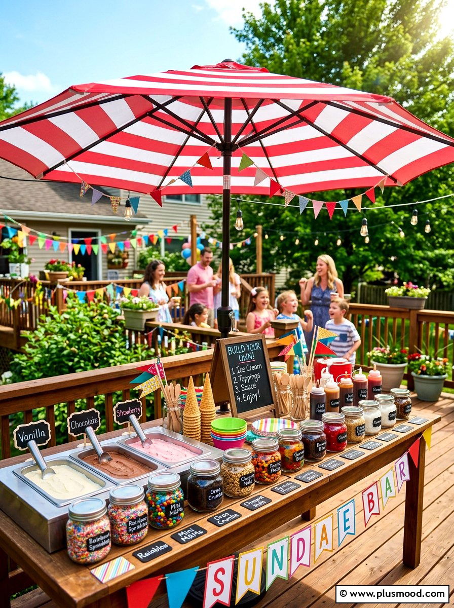 Ice Cream Sundae Bar - 25 end of summer backyard party ideas
