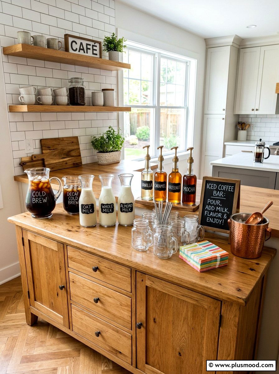 Iced Coffee Bar Station - 25 summer drink station ideas for summer