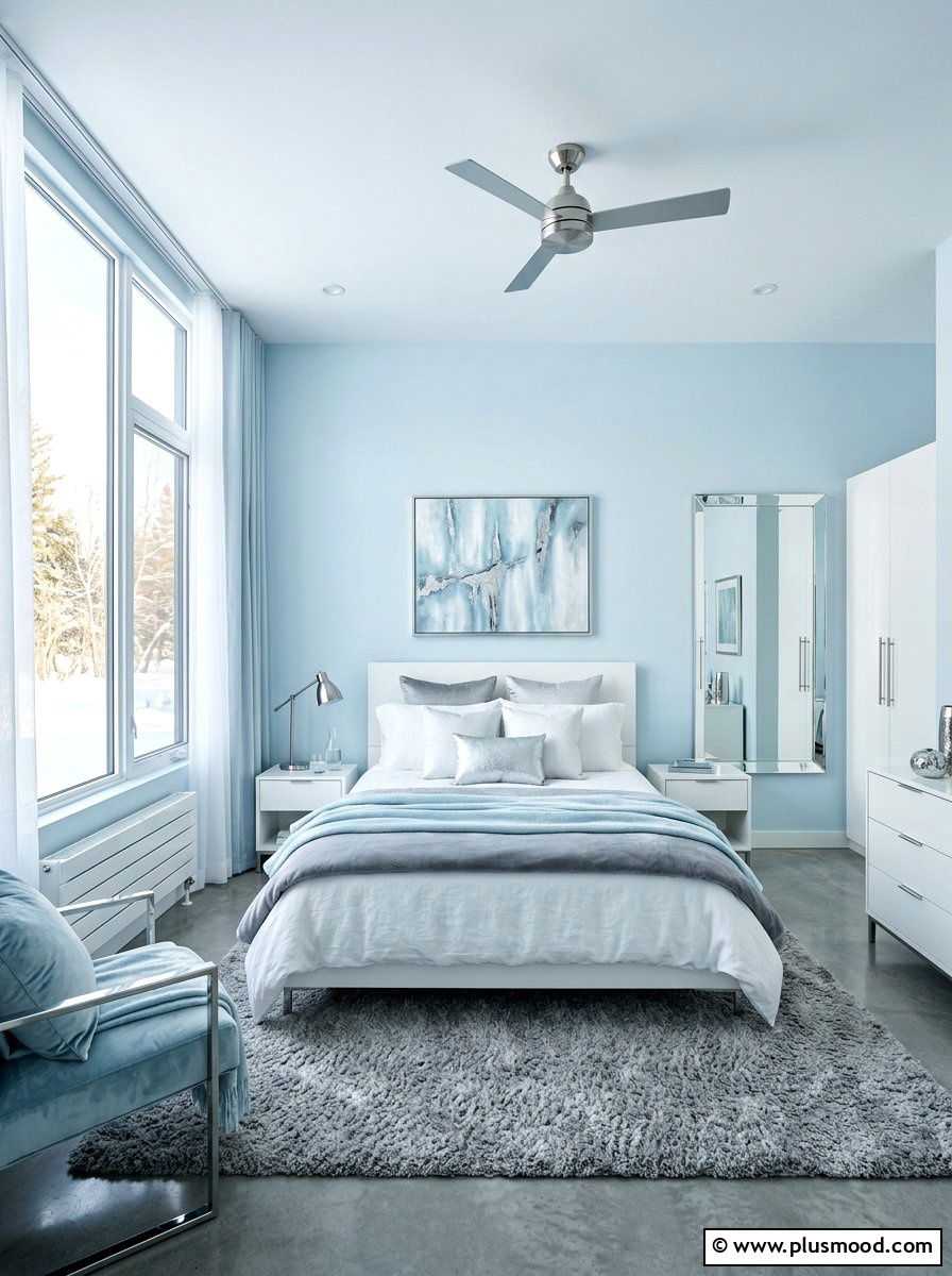 Icy Blue Contemporary Bedroom - 25 blue summer bedroom ideas
