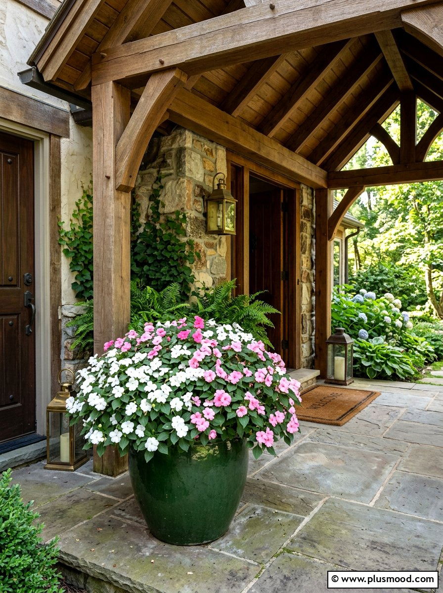 Impatiens shaded planter - 25 summer flower pot ideas