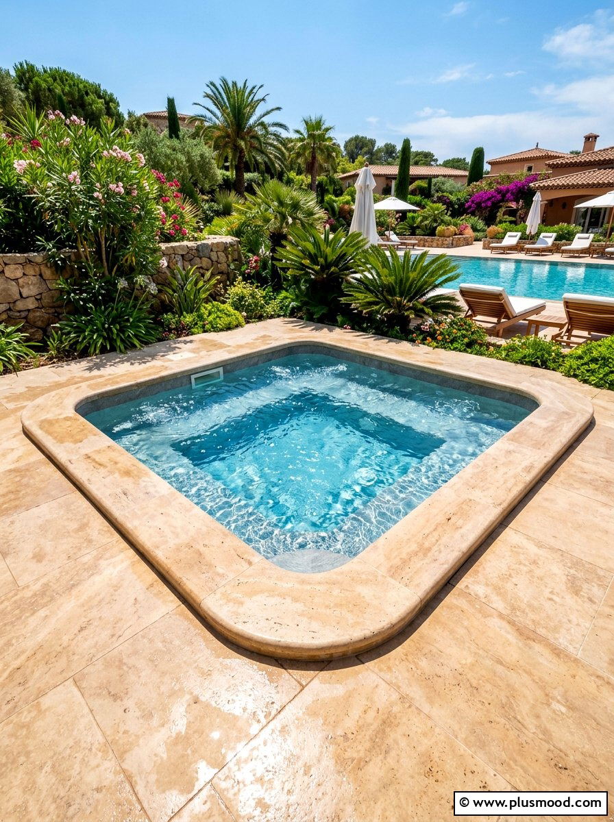 In Ground Hot Tub Stone Surround - 25 summer hot tub patio ideas
