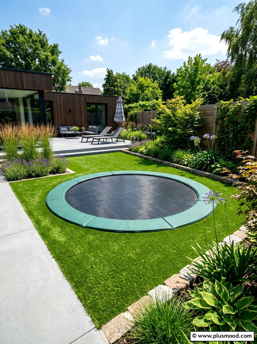 In ground trampoline - 25 summer backyard ideas for kids