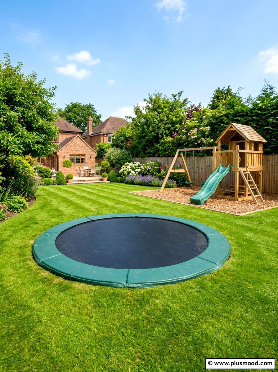 In ground trampoline - 25 summer backyard oasis ideas