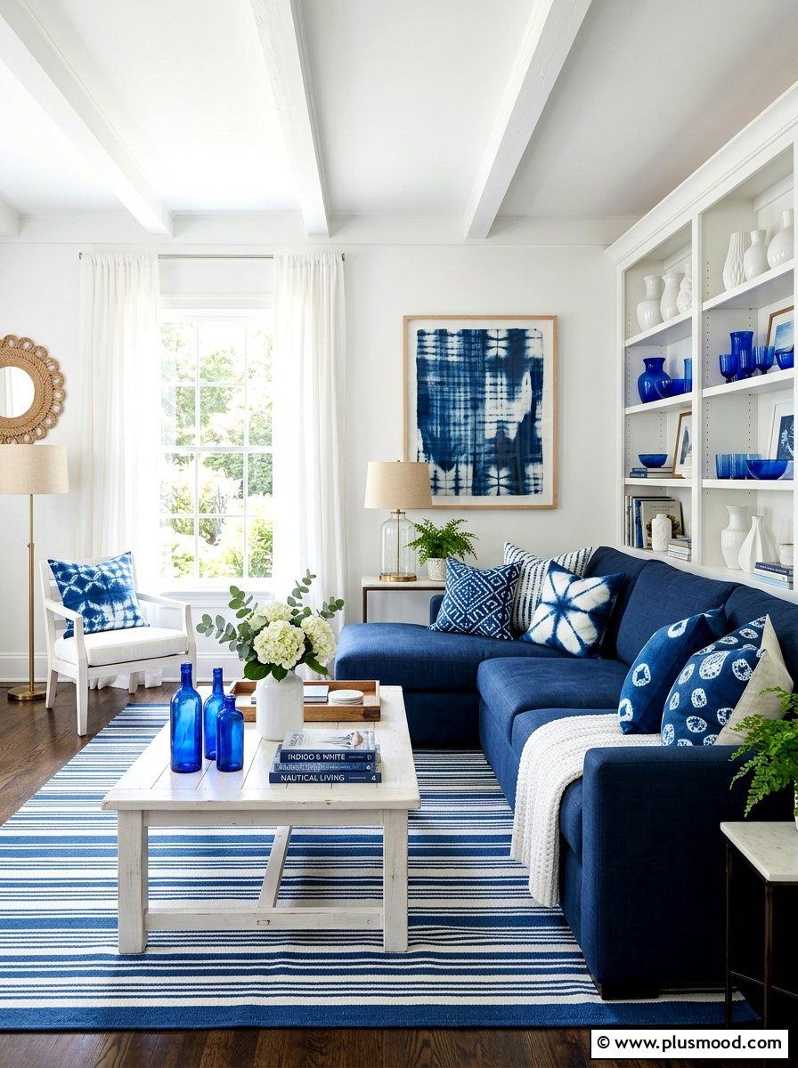 Indigo And White Decor - 25 summer living room makeover ideas