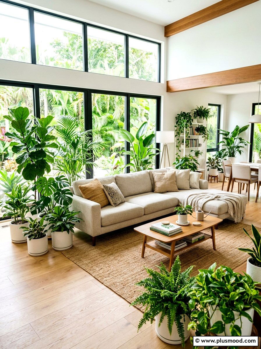 Indoor Garden Living Room - 25 light and airy summer decor ideas
