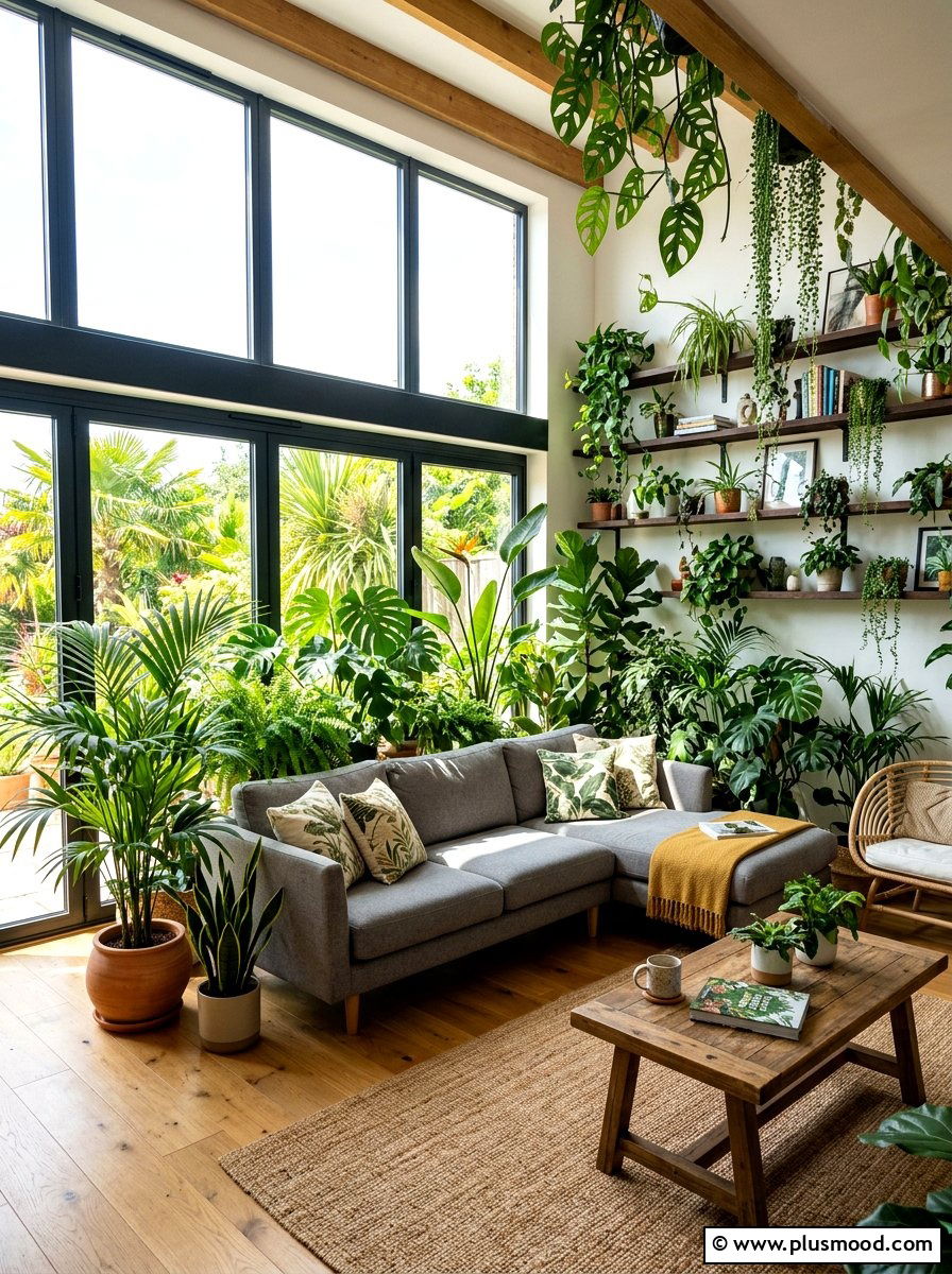Indoor Jungle Living Room - 25 summer tropical living room ideas