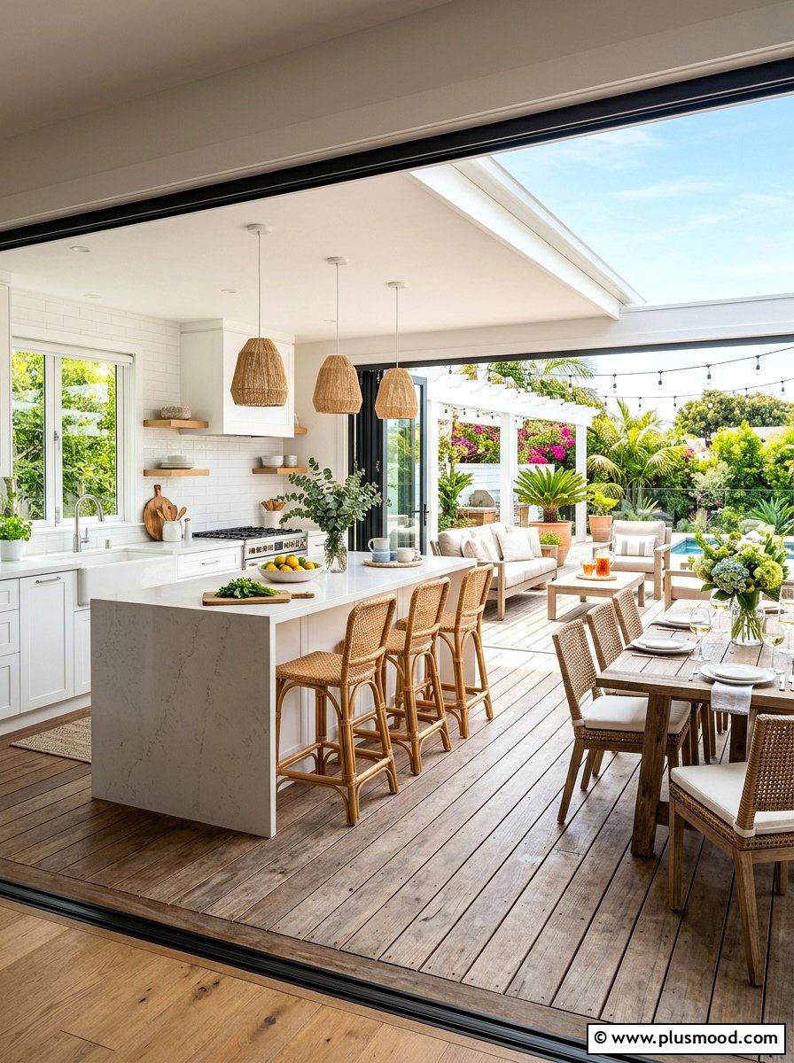 Indoor Outdoor Kitchen Connection - 25 summer coastal kitchen ideas