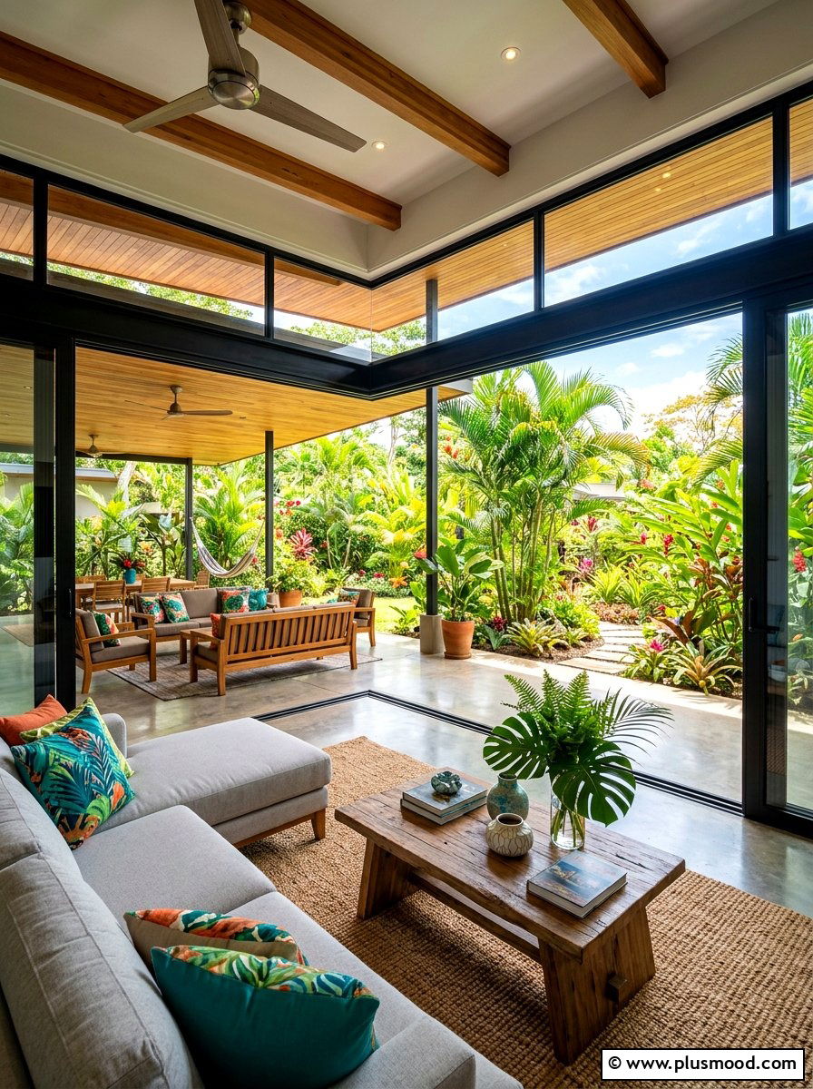 Indoor Outdoor Living - 25 summer tropical living room ideas