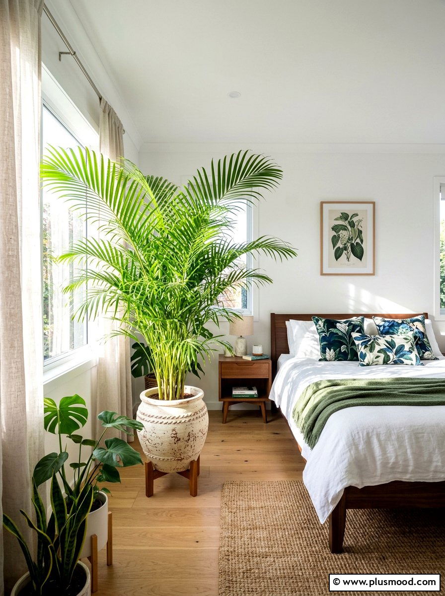 Indoor Palm Plants - 25 elegant summer bedroom ideas