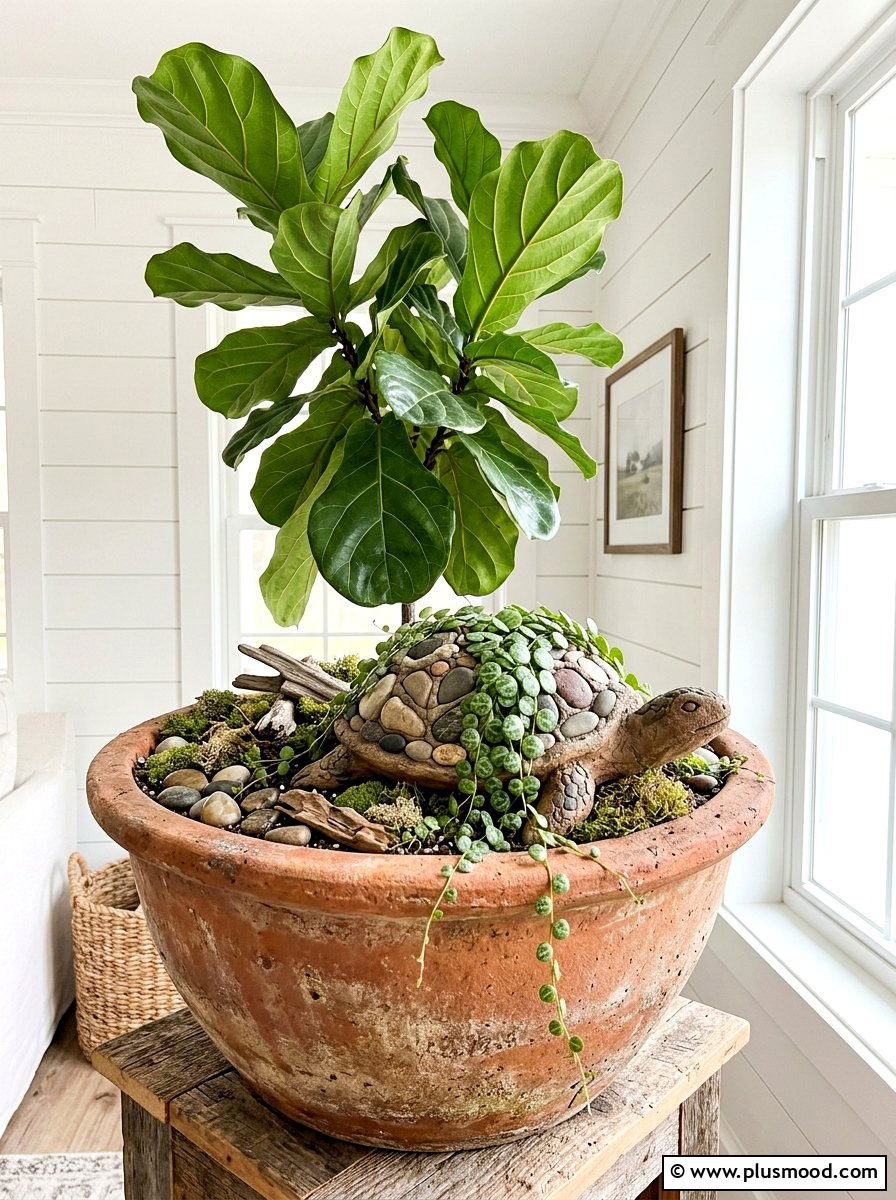 Indoor Plant Turtle Rock - 25 painted rock ideas with turtle art