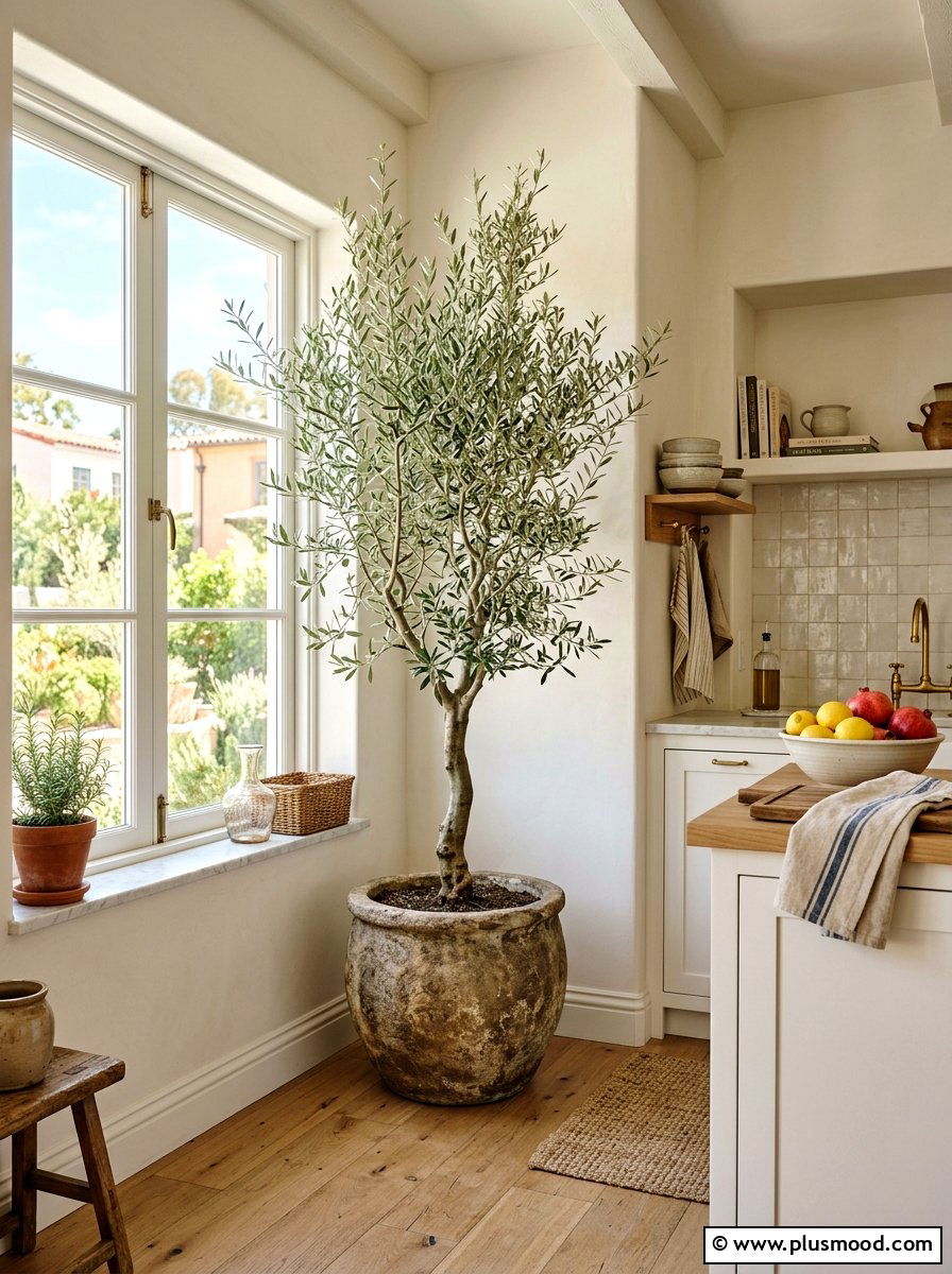Indoor Potted Olive Tree - 25 late summer kitchen decor ideas