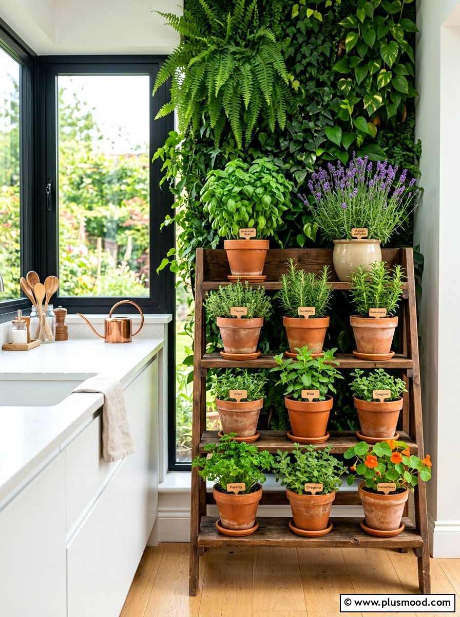 Indoor herb flower kitchen garden - 25 summer floral kitchen decor ideas
