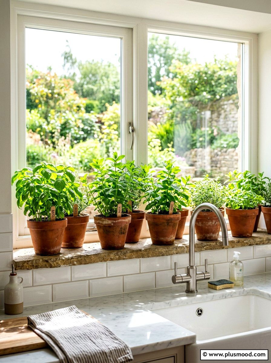 Indoor herb garden - 25 fresh summer kitchen decor ideas