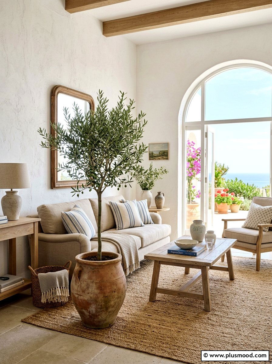 Indoor olive tree - 25 summer greenery decor ideas for living room