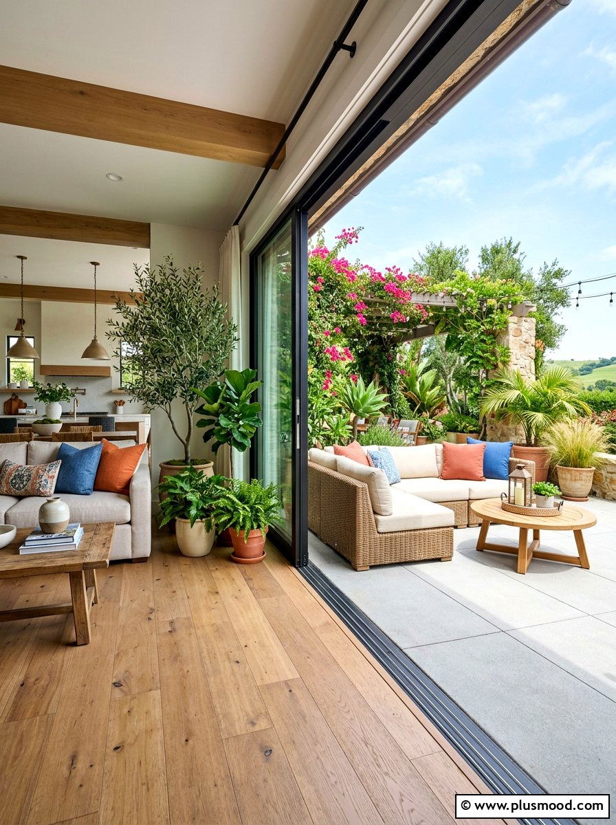 Indoor outdoor patio transition - 25 summer family room decor ideas