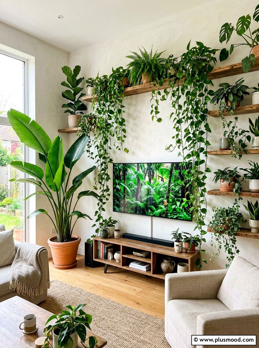 Indoor plant tv wall - 25 summer TV wall decor ideas