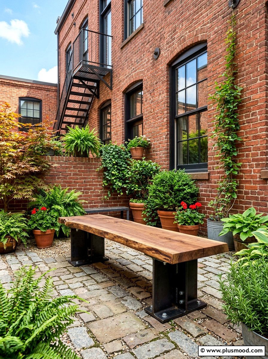 Industrial Bench - 25 summer front porch seating ideas