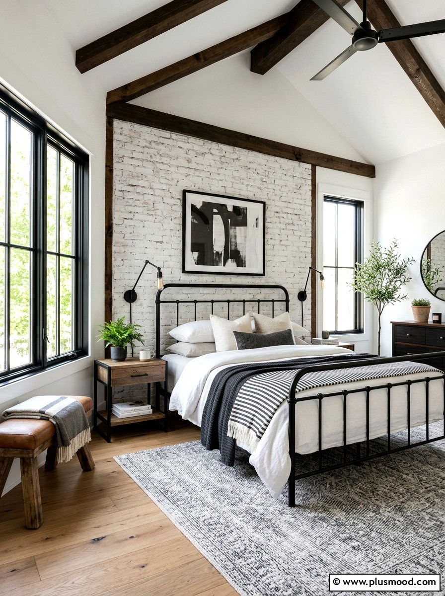 Industrial Farmhouse Bedroom - 25 farmhouse summer bedroom ideas
