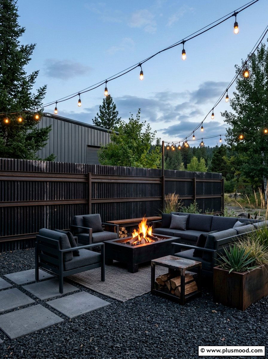 Industrial Metal And Charcoal Space - 25 small backyard ideas with color scheme