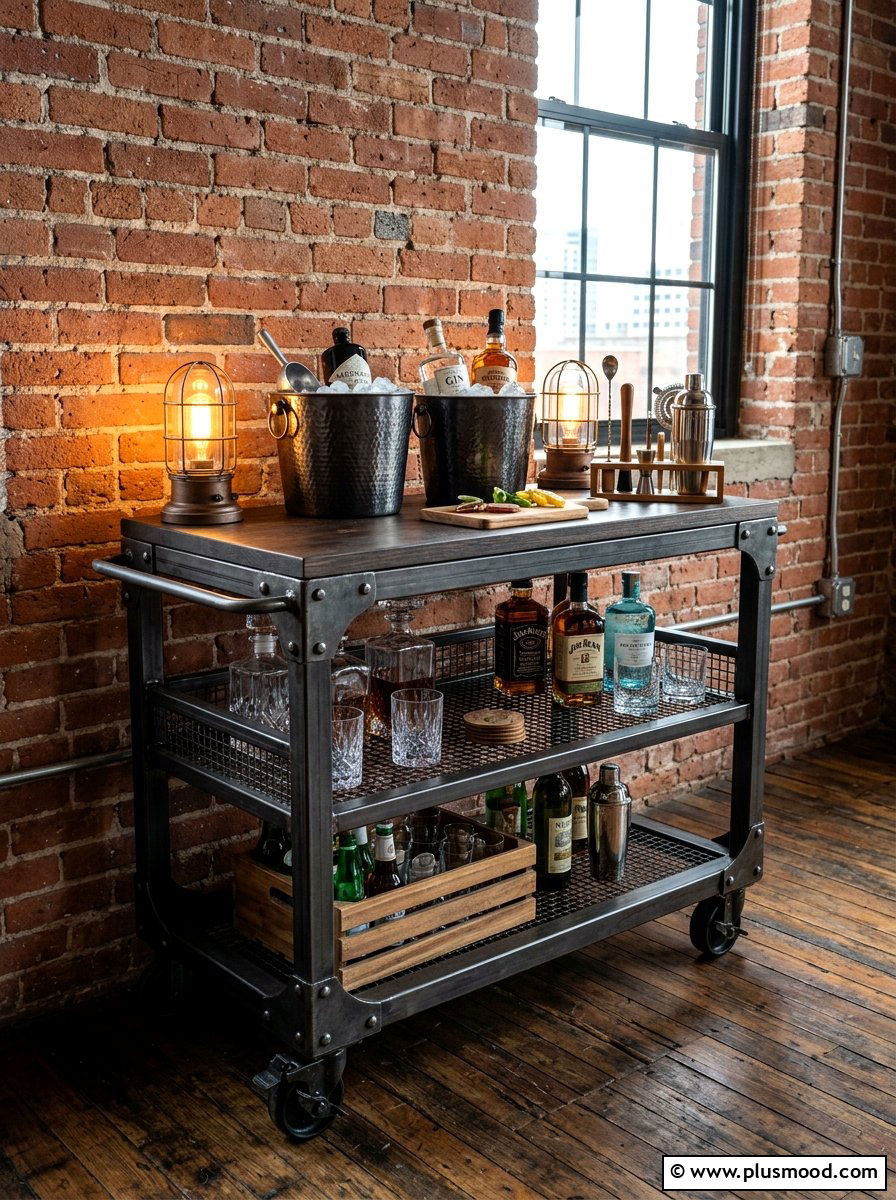 Industrial Metal Bar Cart - 25 summer bar cart styling ideas for summer