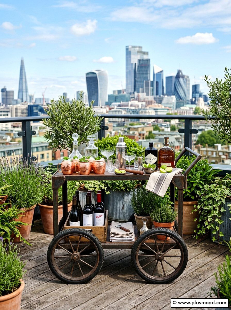 Industrial Metal Bar Trolley - 25 summer patio bar cart ideas