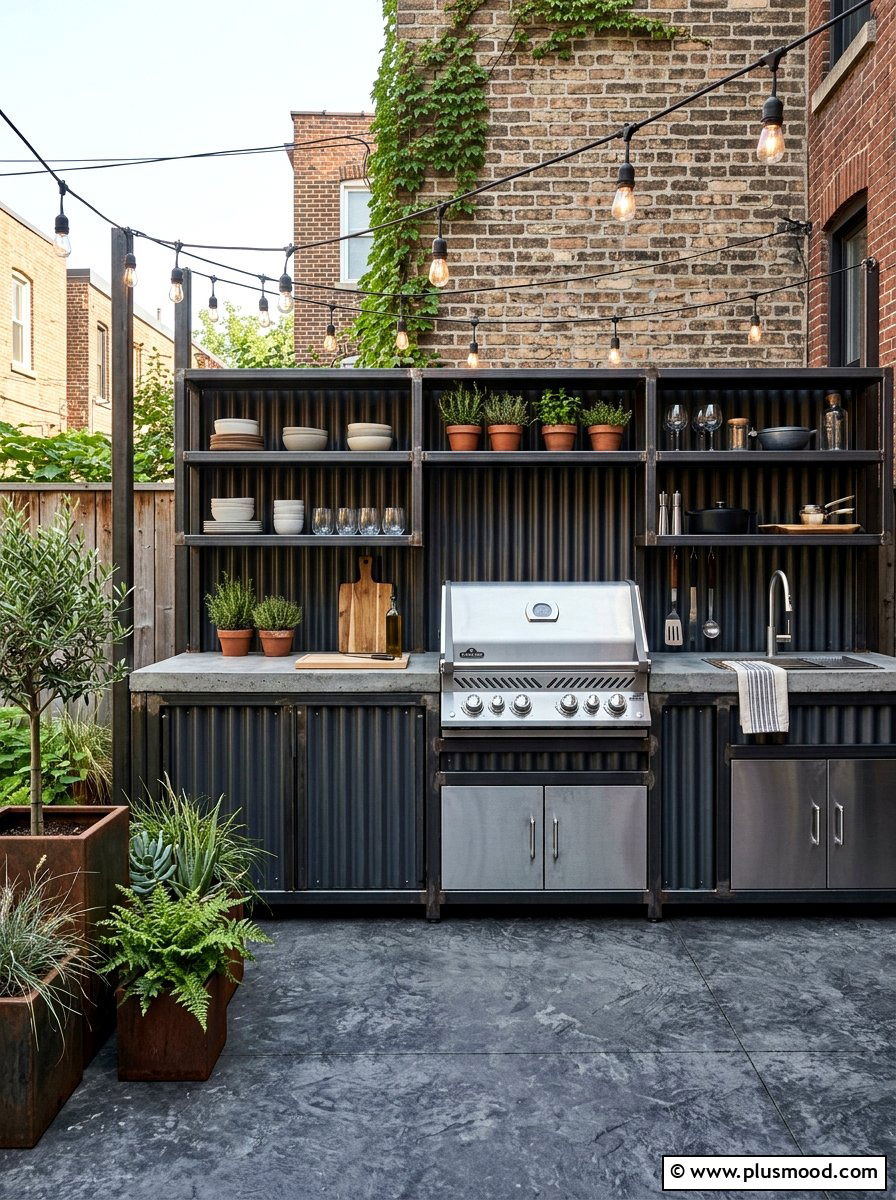 Industrial Metal Outdoor Kitchen - 25 summer backyard outdoor kitchen ideas