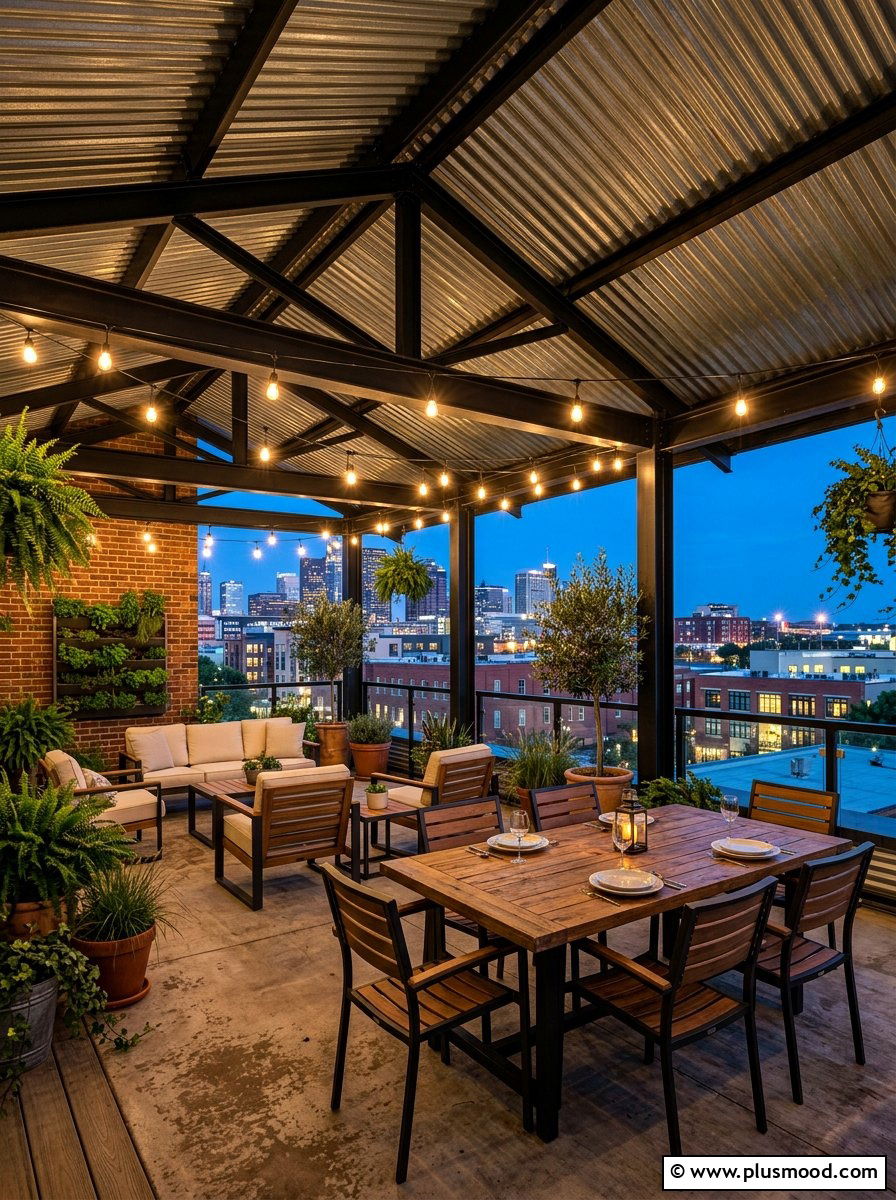 Industrial Metal Roof Patio - 25 summer covered patio ideas