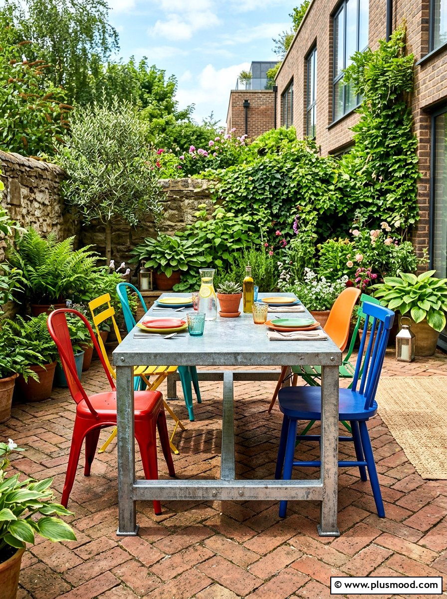 Industrial Metal Table - 25 late summer outdoor dining ideas