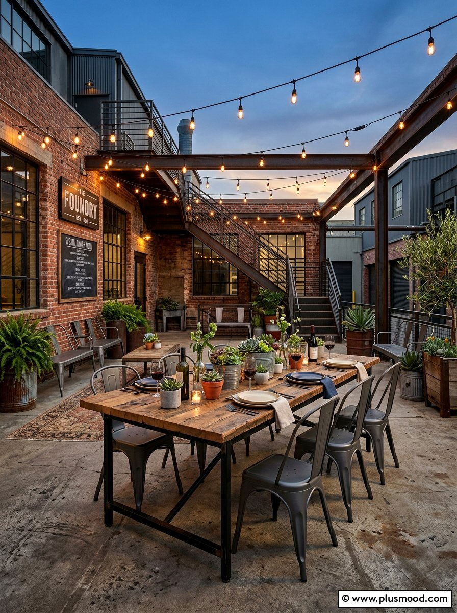 Industrial Patio Dinner Setup - 25 summer elegant outdoor dinner ideas