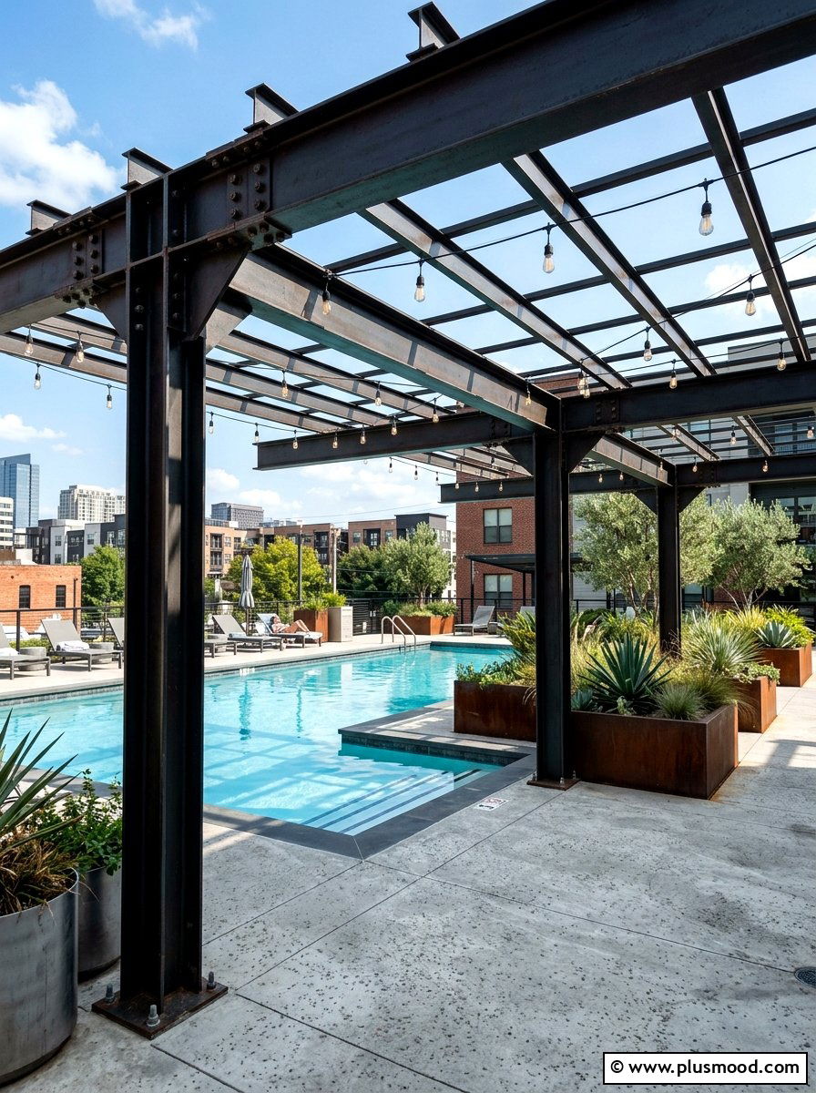 Industrial Pool Pergola - 25 pool landscaping ideas with pergola
